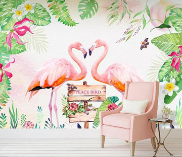 3D Pink Flamingo WC1398 Wall Murals Wallpaper AJ Wallpaper 2 