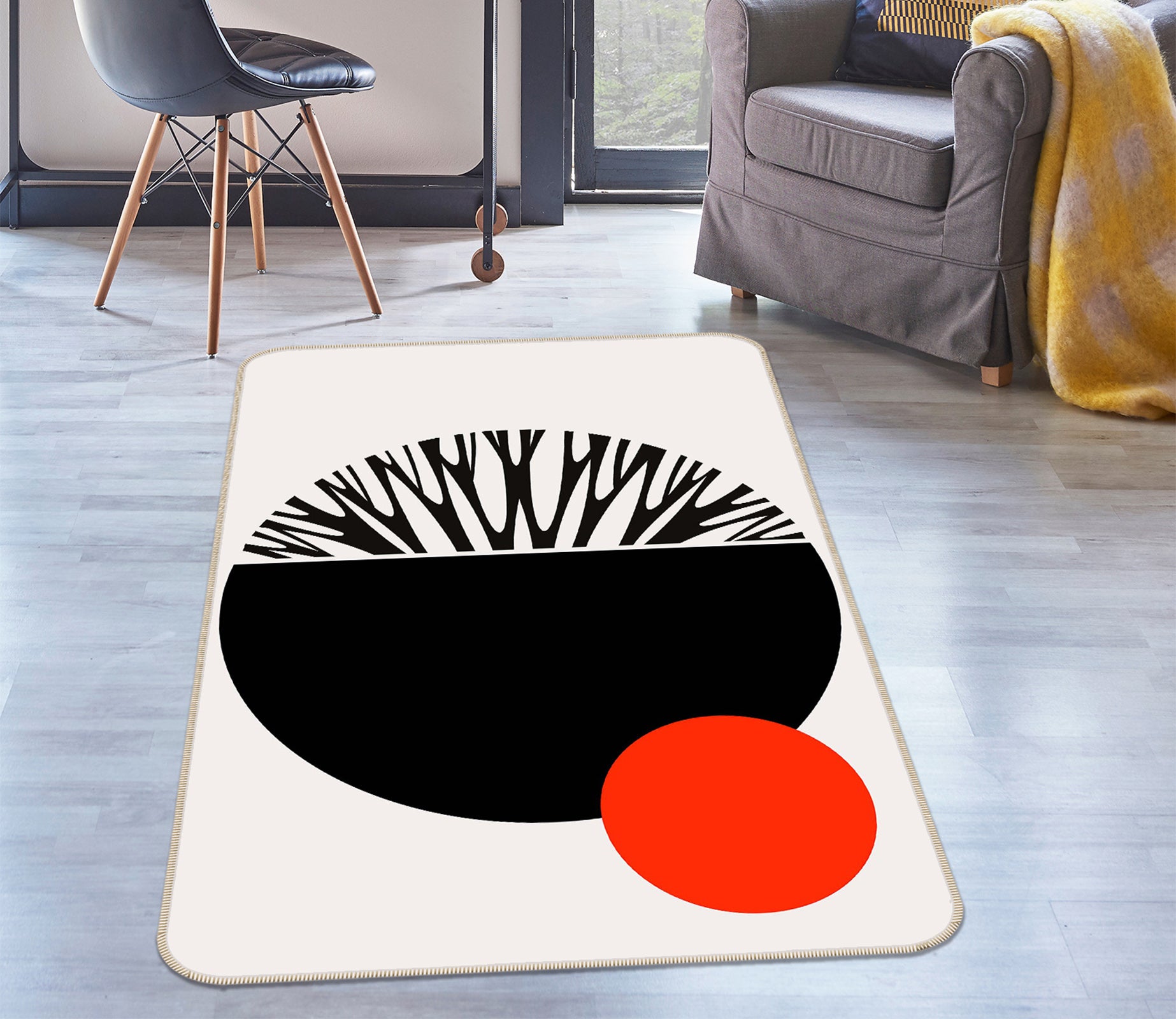 3D Black Graphics 1009 Boris Draschoff Rug Non Slip Rug Mat