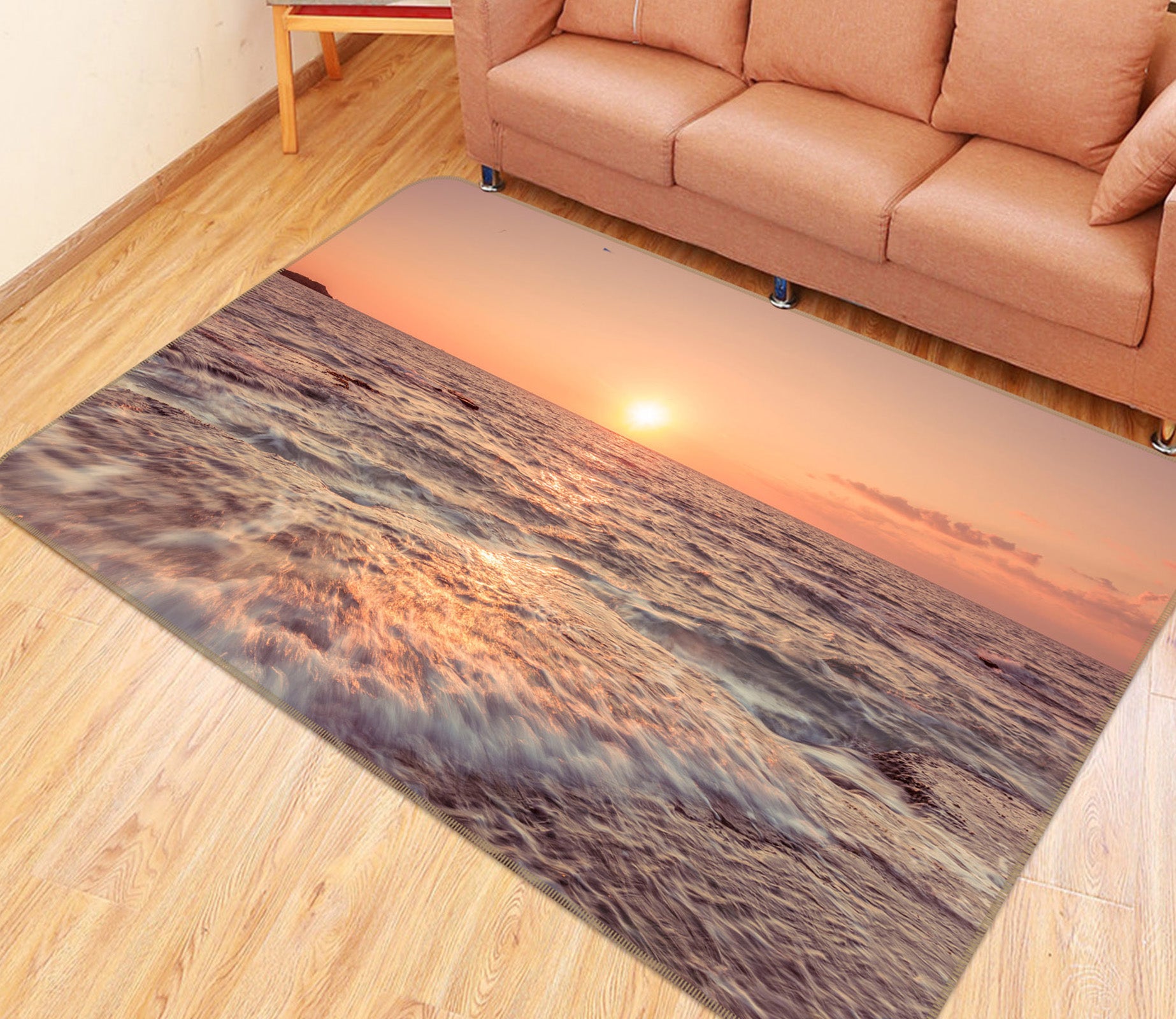 3D Evening Sea 134 Assaf Frank Rug Non Slip Rug Mat