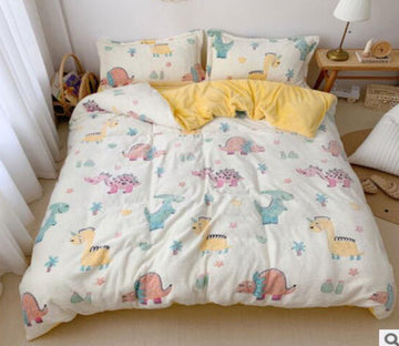 3D Cartoon Colorful Dinosaur 30128 Bed Pillowcases Quilt