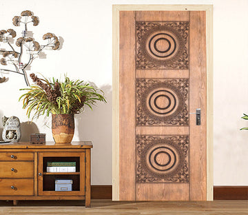 3D Circle Wood Door 22204 Door Mural