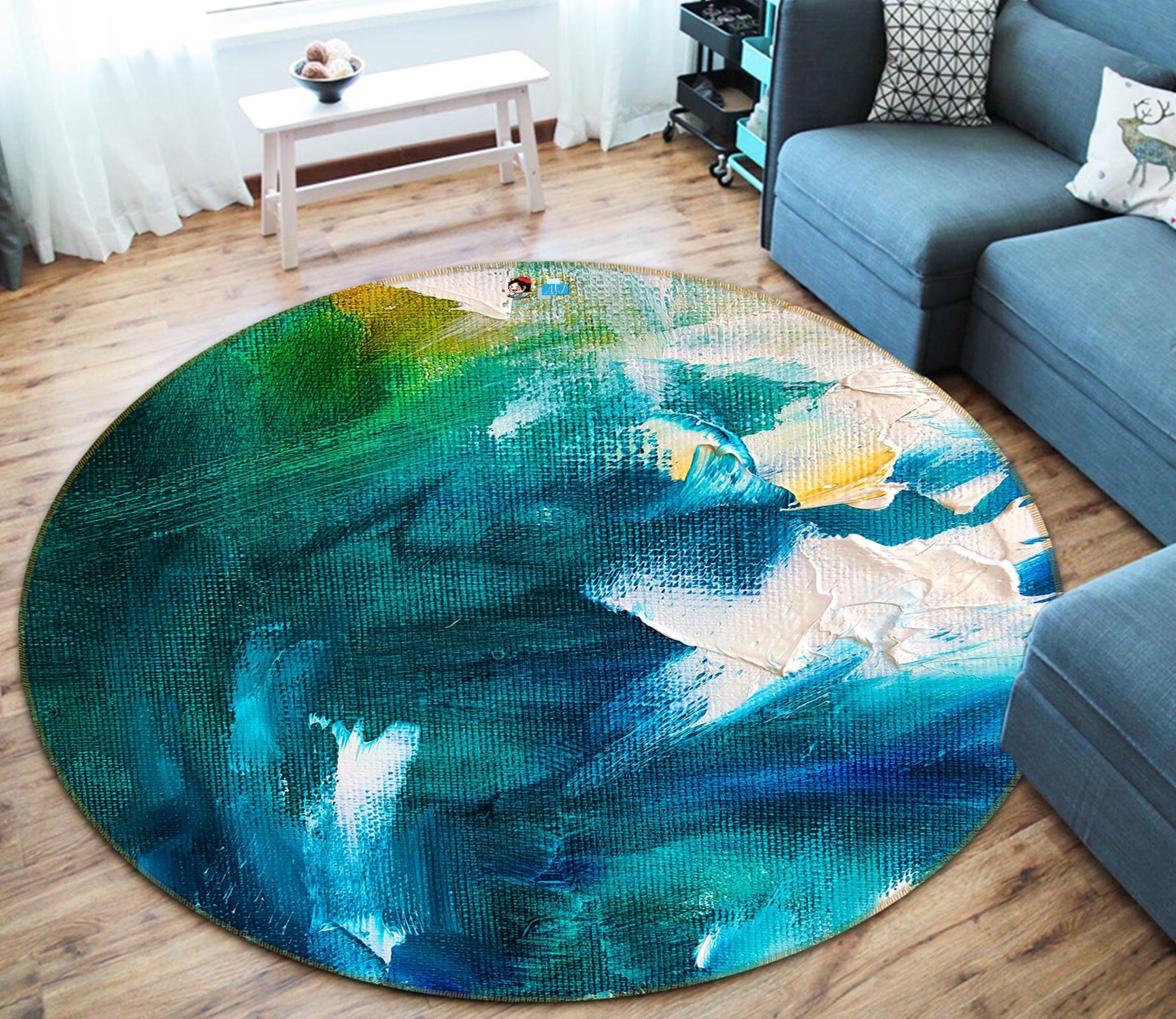 3D Color Pigment 776 Skromova Marina Rug Round Non Slip Rug Mat