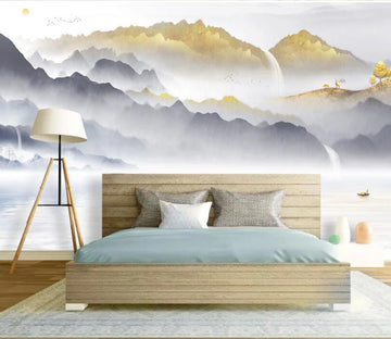 3D Yellow Hillside River WC2444 Wall Murals