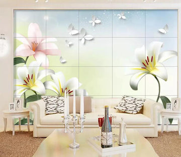 3D Lily Butterfly WC789 Wall Murals