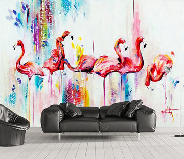 3D Flamingo 310 Wall Murals Wallpaper AJ Wallpaper 2 