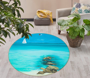 3D Seawater 18126 Marina Zotova Rug Round Non Slip Rug Mat