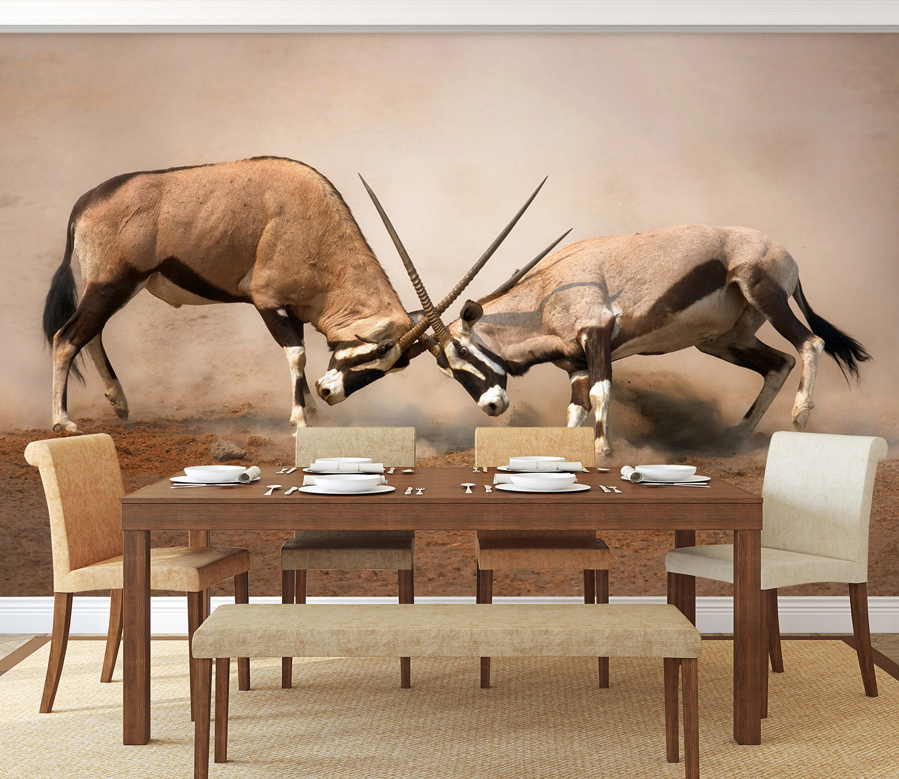 3D Antelope Battle 205 Wall Murals