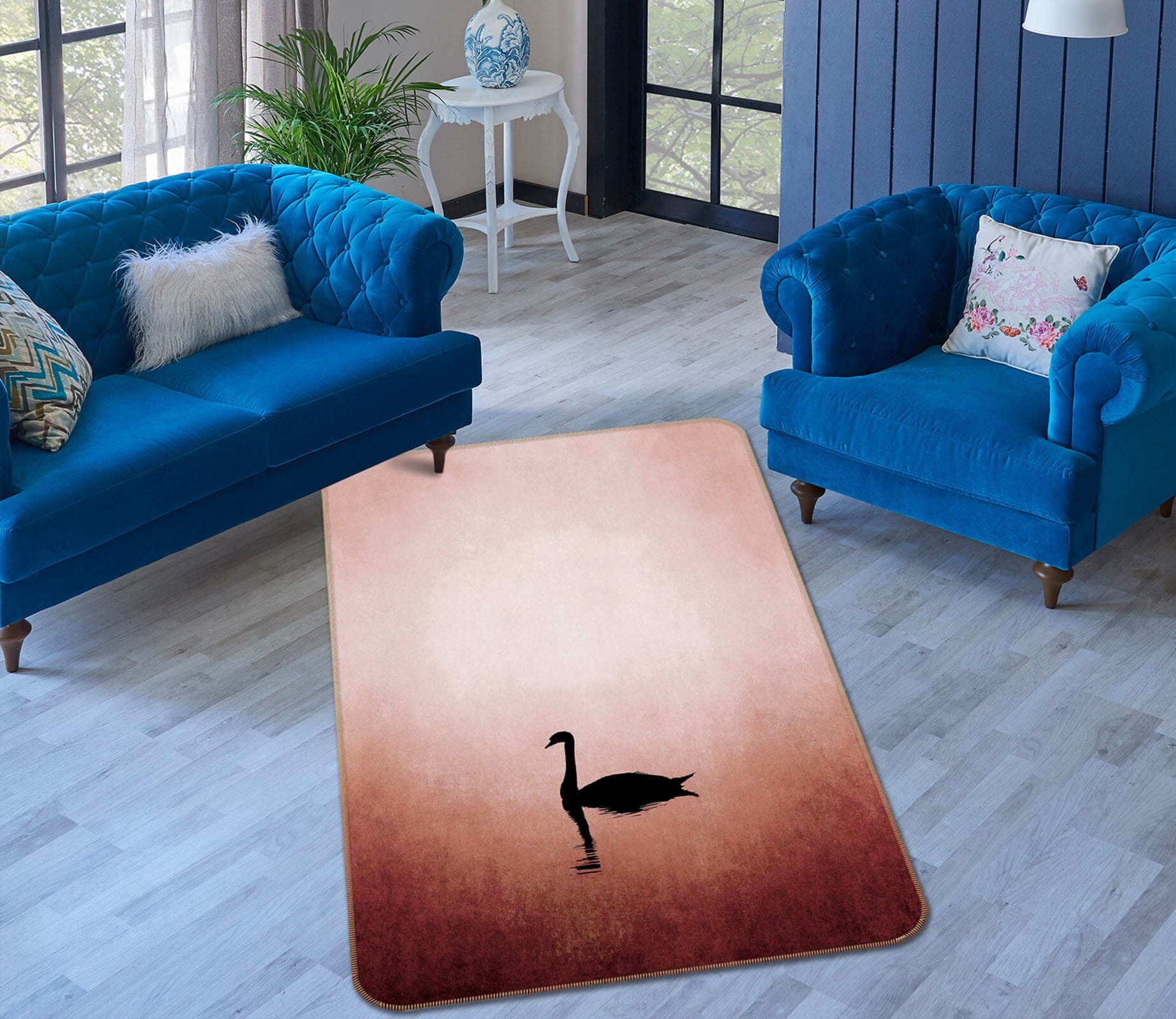 3D Swan Lake 1016 Boris Draschoff Rug Non Slip Rug Mat Mat AJ Creativity Home 