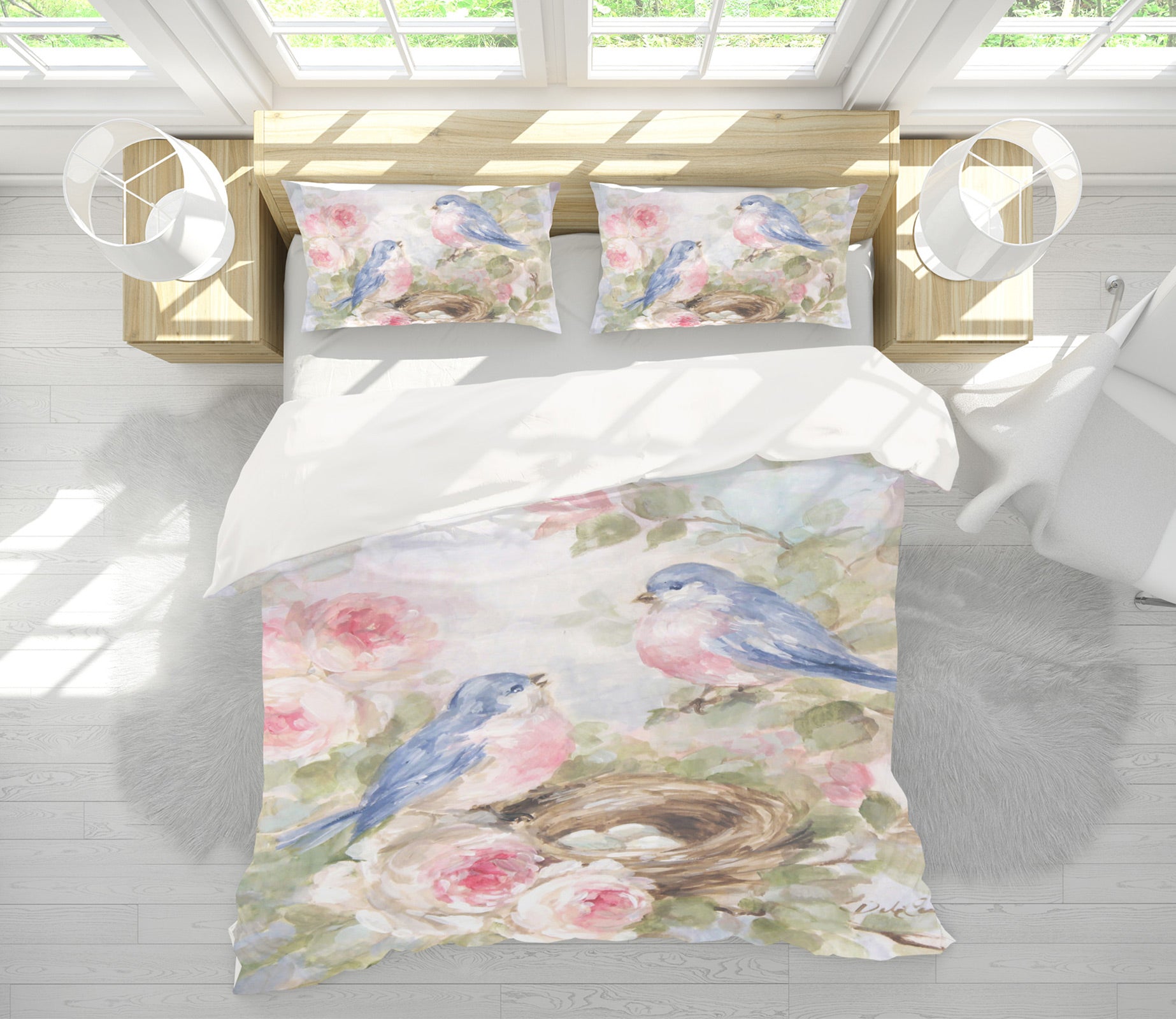 3D Flowers Bird's Nest 2116 Debi Coules Bedding Bed Pillowcases Quilt