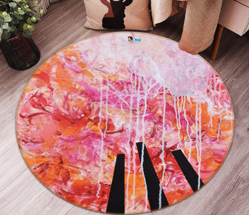 3D Pink Texture 1307 Misako Chida Rug Round Non Slip Rug Mat