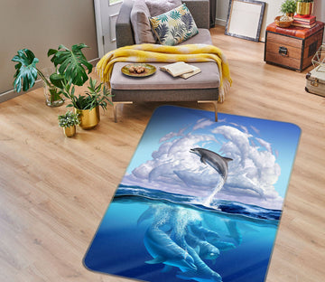 3D Underwater Dolphin 83089 Jerry LoFaro Rug Non Slip Rug Mat