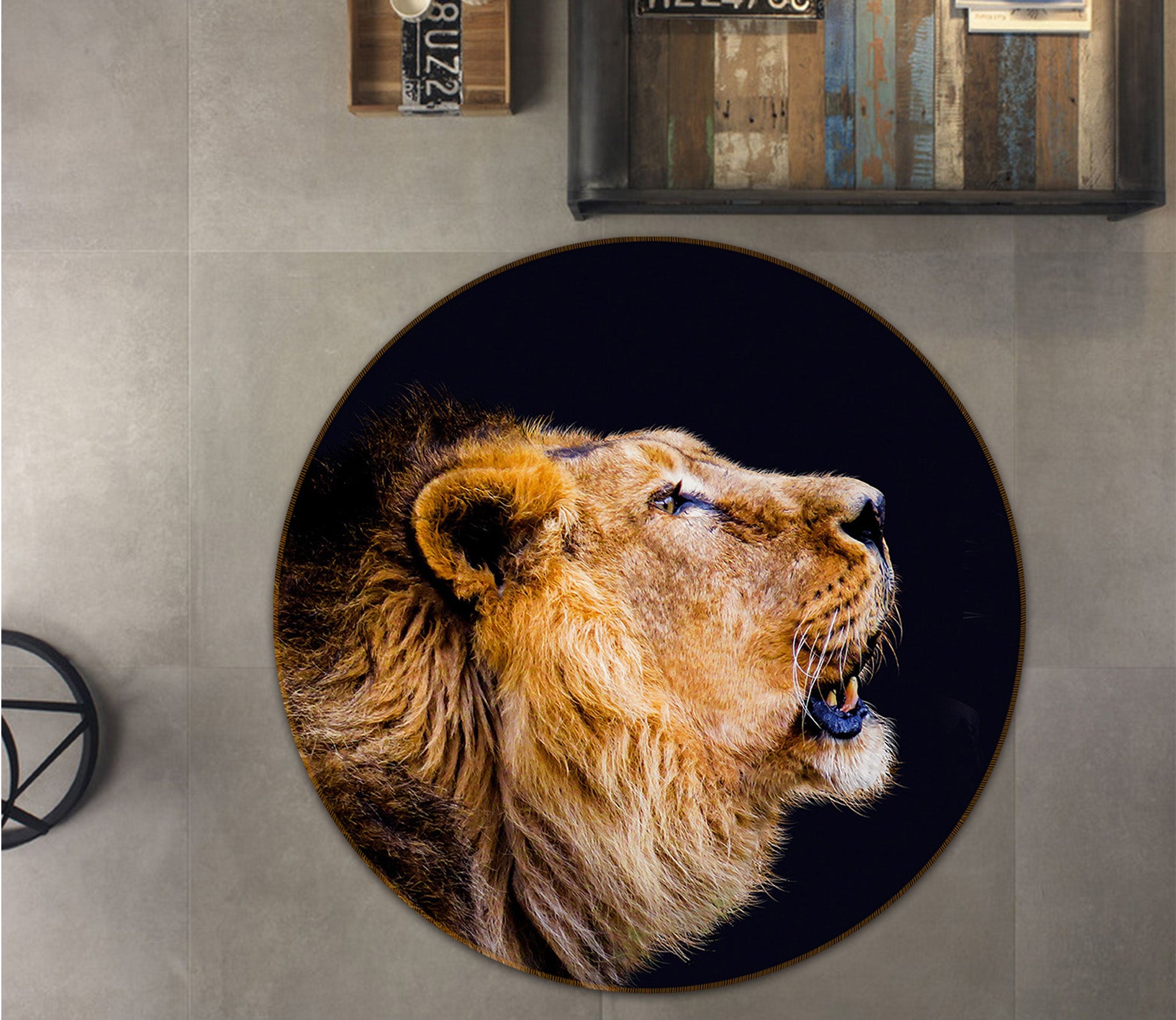 3D Lion 82195 Animal Round Non Slip Rug Mat