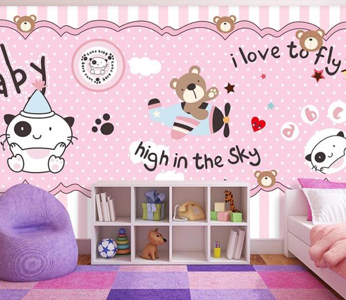 3D Pink Bear 1386 Wall Murals Wallpaper AJ Wallpaper 2 