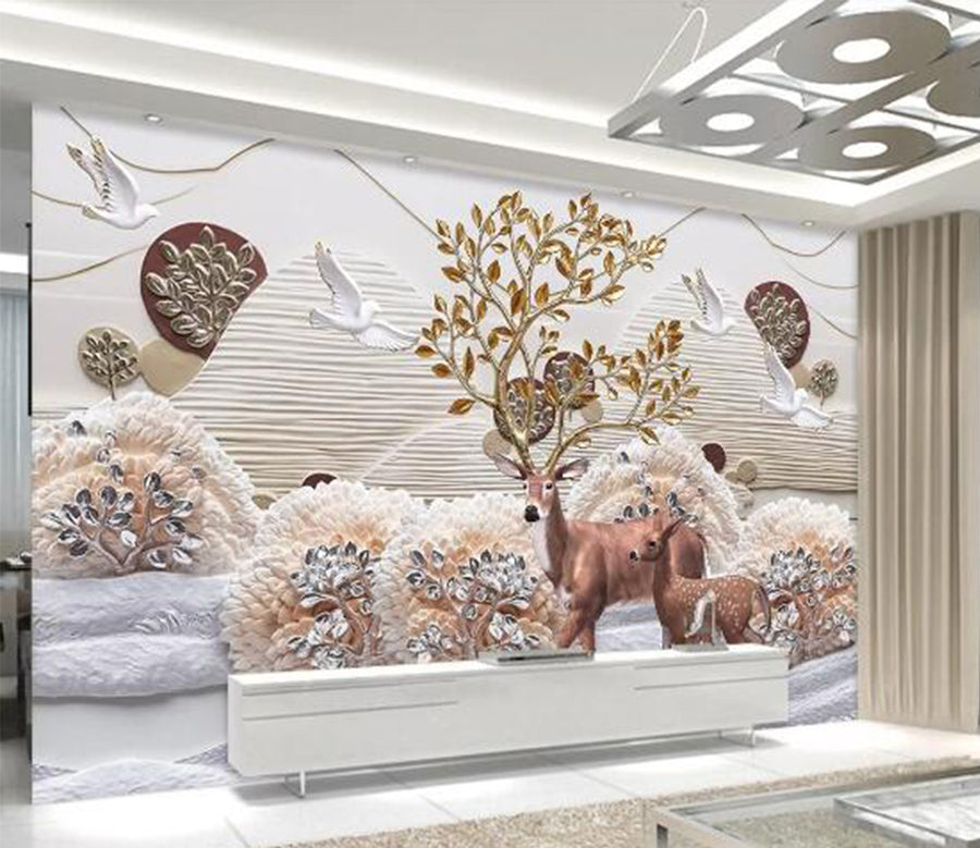 3D Deer Dove WC689 Wall Murals