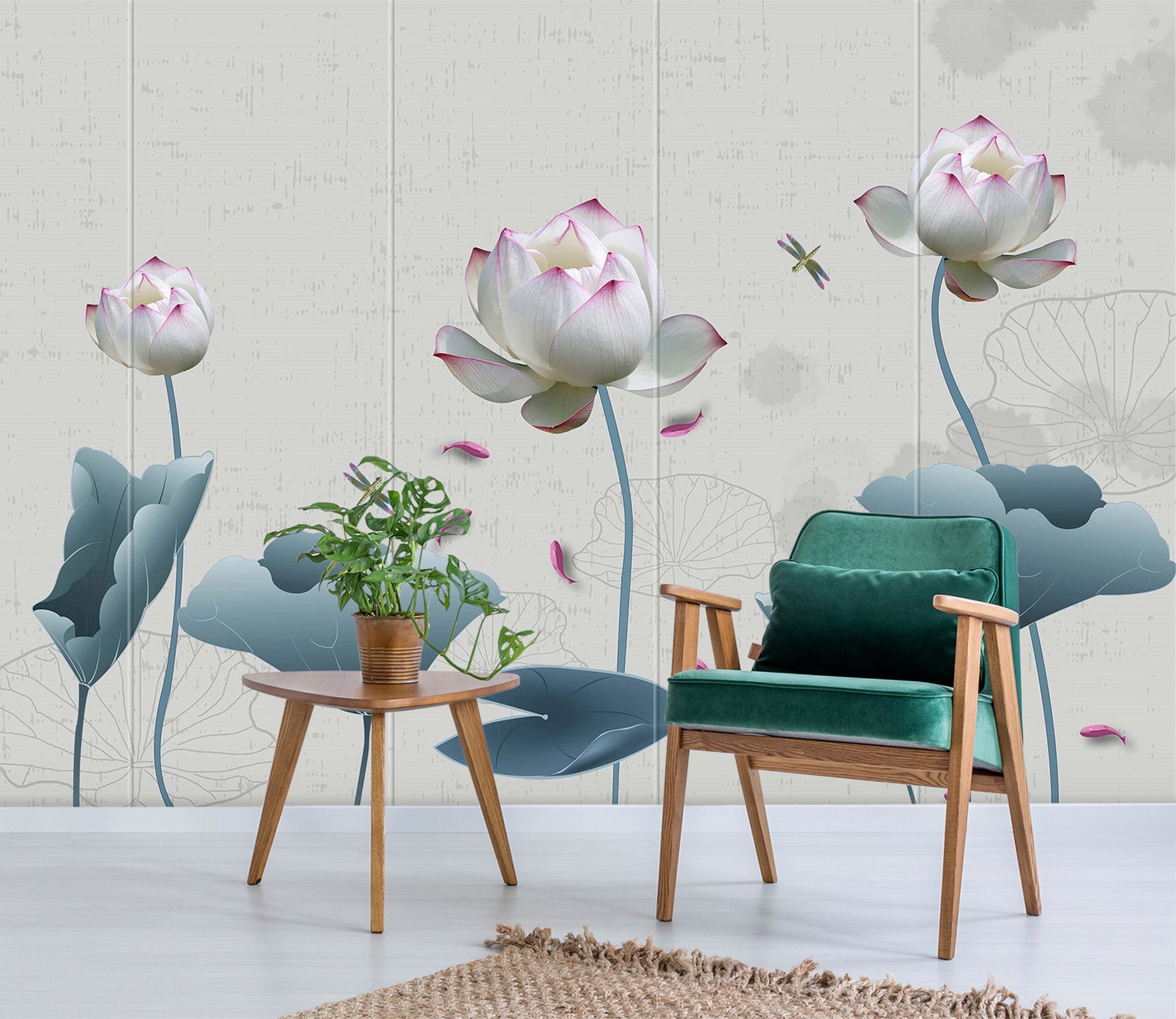 3D Pond Lotus 2080 Wall Murals