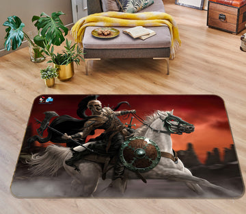 3D Knight Horse 4109 Tom Wood Rug Non Slip Rug Mat