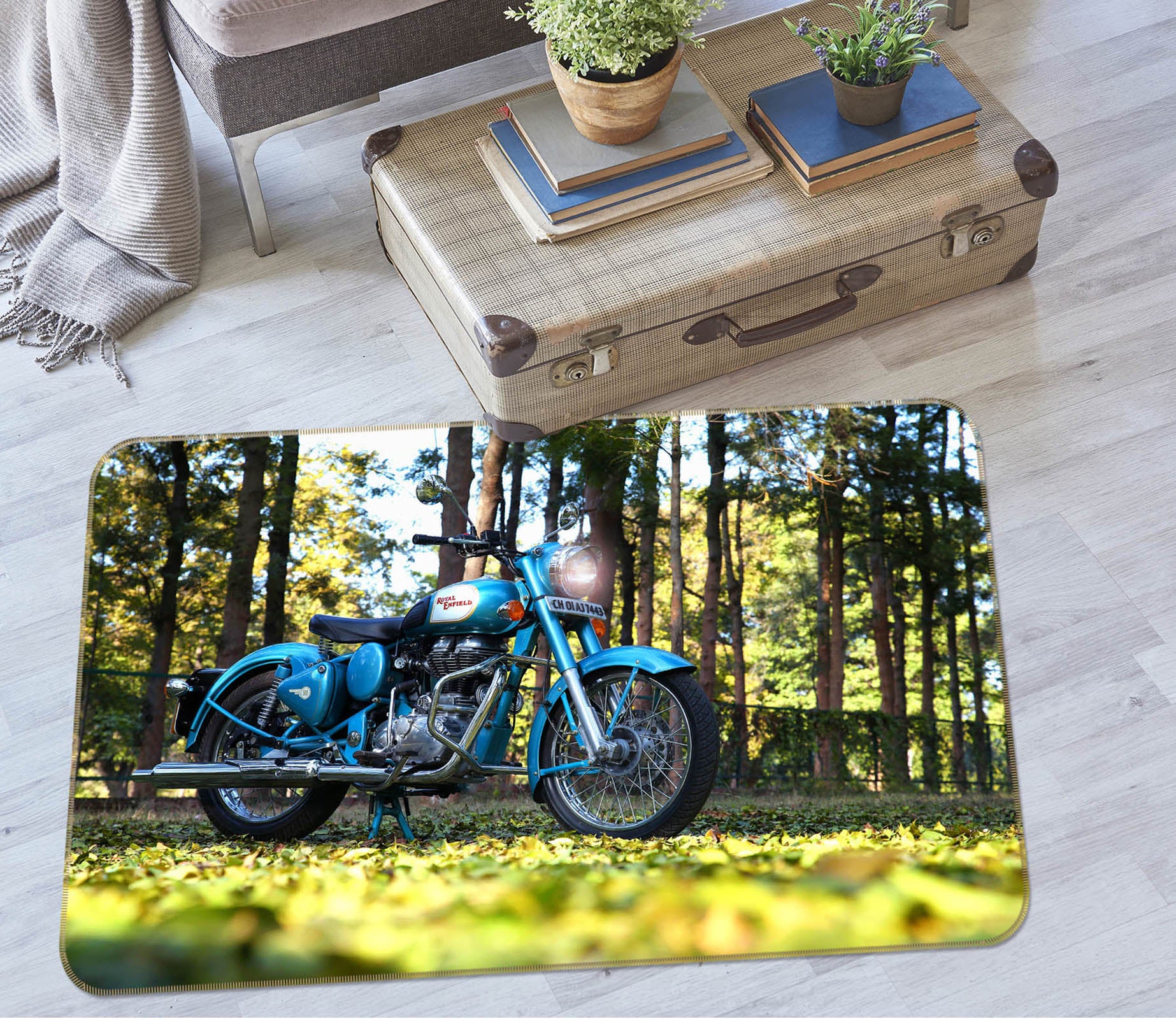 3D Forest Bicycle 68064 Vehicle Non Slip Rug Mat