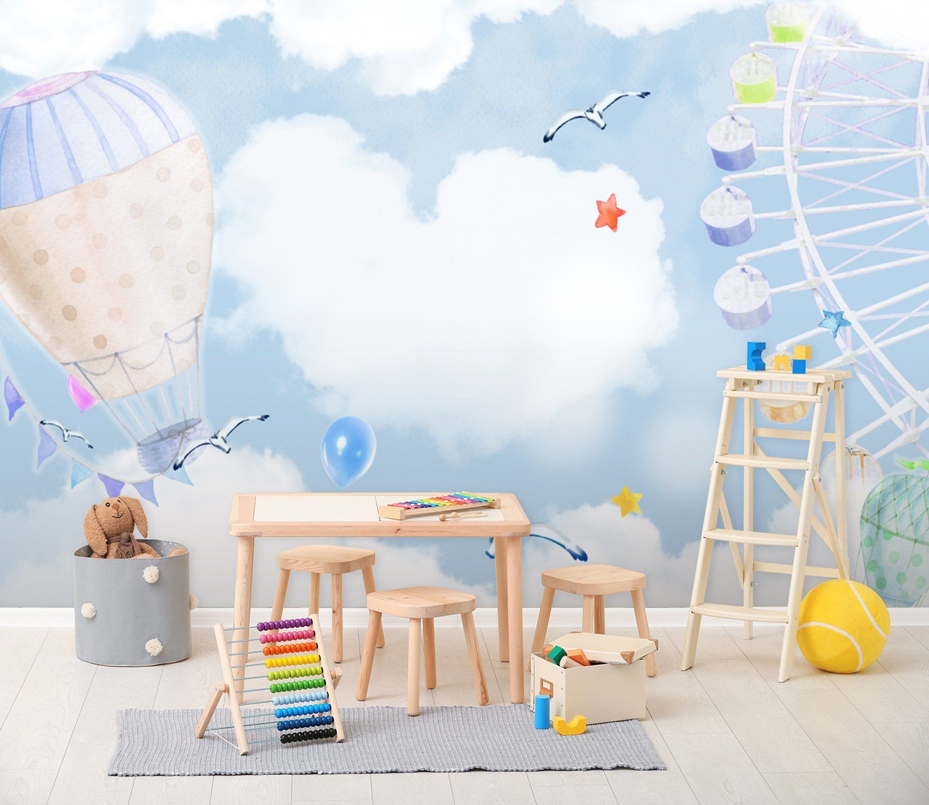 3D Cartoon Ferris Wheel 028 Wall Murals Wallpaper AJ Wallpaper 2 