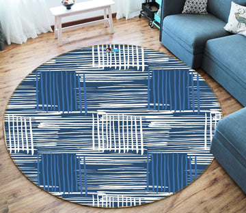 3D Blue White Striped Lines 10525 Kashmira Jayaprakash Rug Round Non Slip Rug Mat