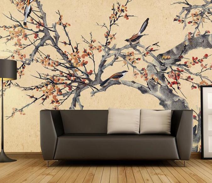 3D Plum Bird 1107 Wall Murals Wallpaper AJ Wallpaper 2 