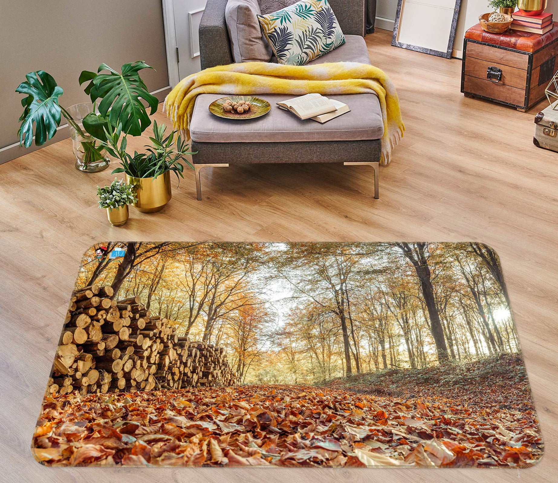 3D Forest Wood 6875 Assaf Frank Rug Non Slip Rug Mat