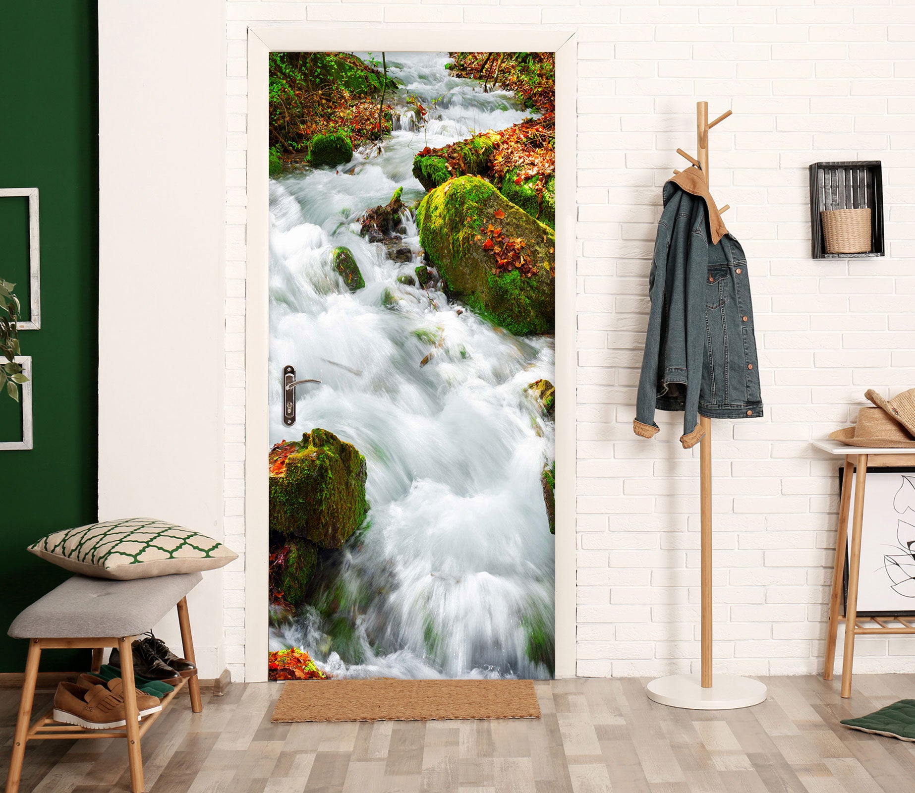 3D White Rapids 206 Door Mural