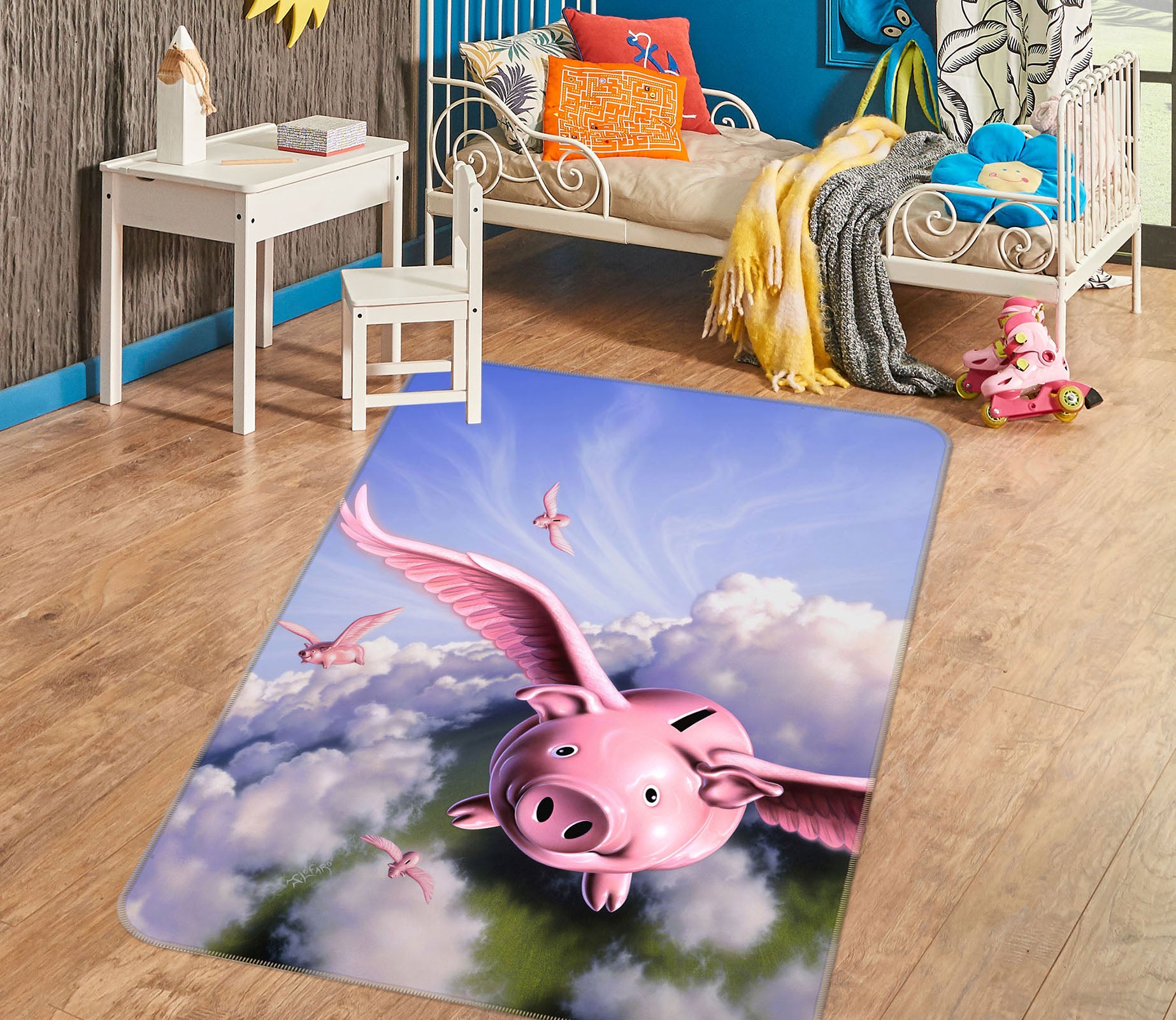 3D Flying Pig 83091 Jerry LoFaro Rug Non Slip Rug Mat