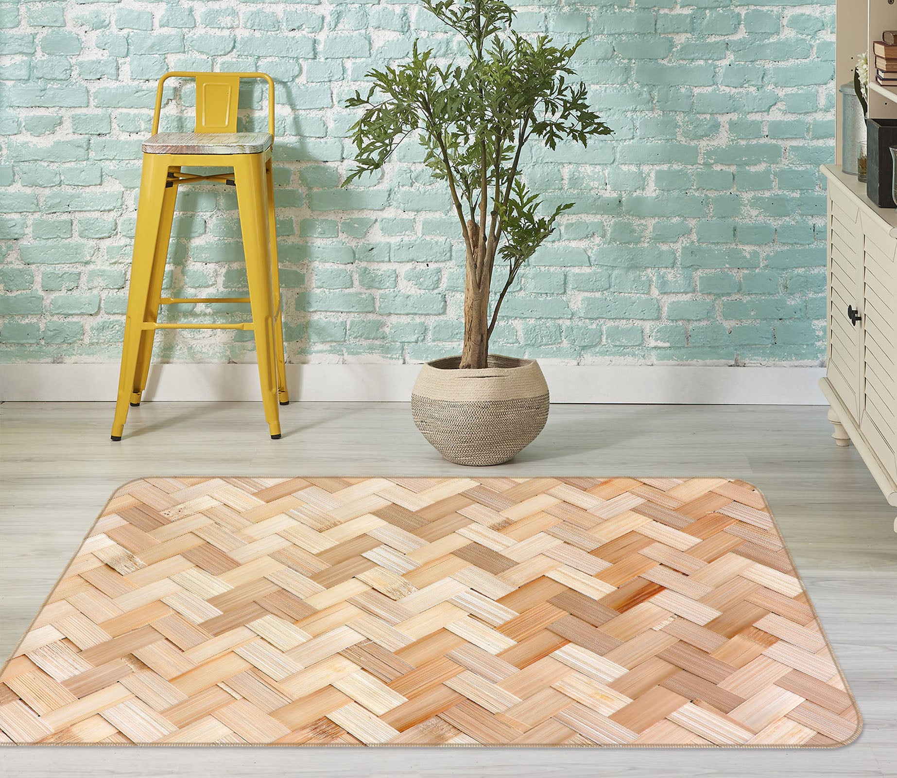 3D Wood Bamboo Pattern 31062 Non Slip Rug Mat