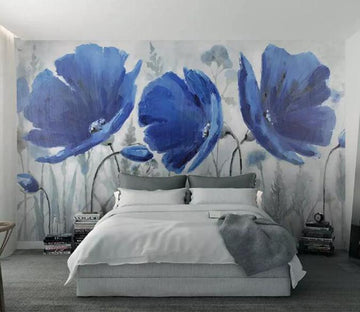 3D Blue Flowers 938 Wall Murals Wallpaper AJ Wallpaper 2 