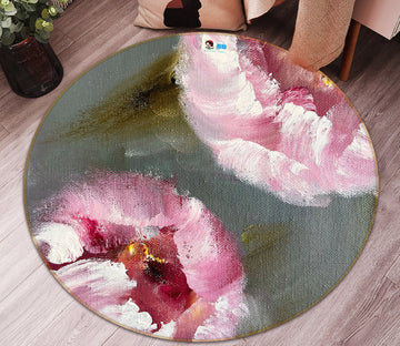 3D Painted Flowers 874 Skromova Marina Rug Round Non Slip Rug Mat