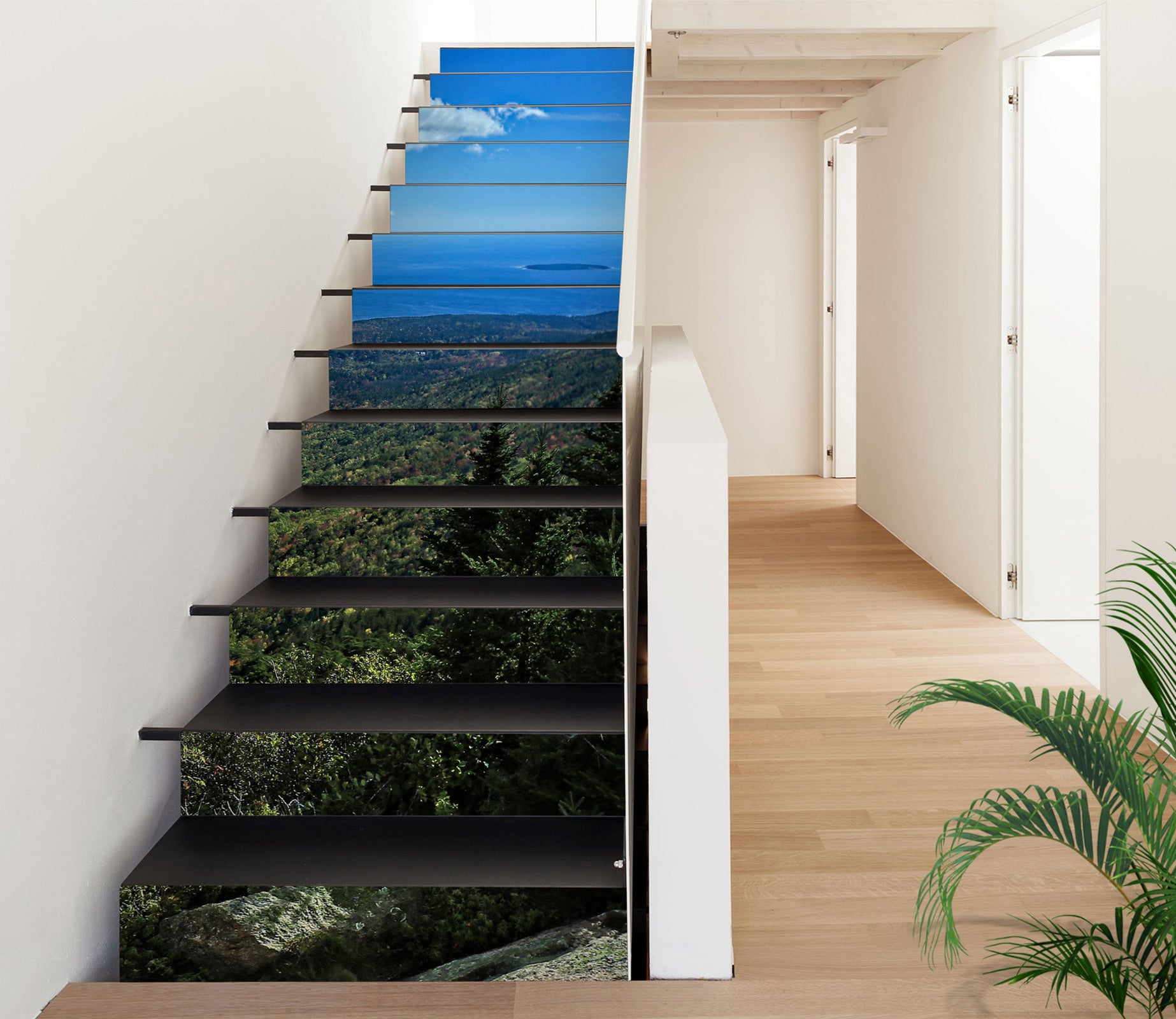 3D Blue Sky Woods Meadow 101113 Kathy Barefield Stair Risers