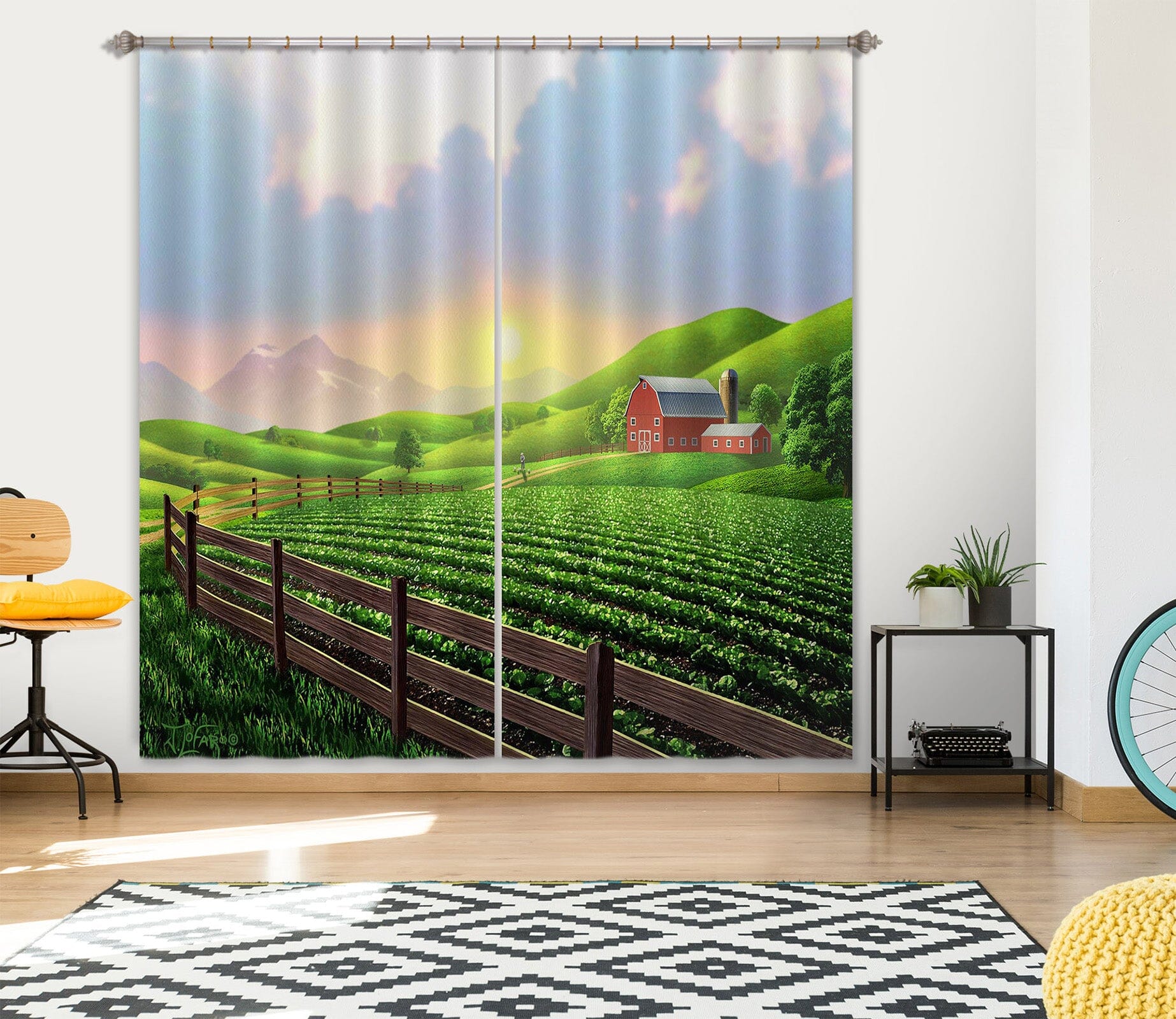 3D Green Farm 064 Jerry LoFaro Curtain Curtains Drapes Curtains AJ Creativity Home 