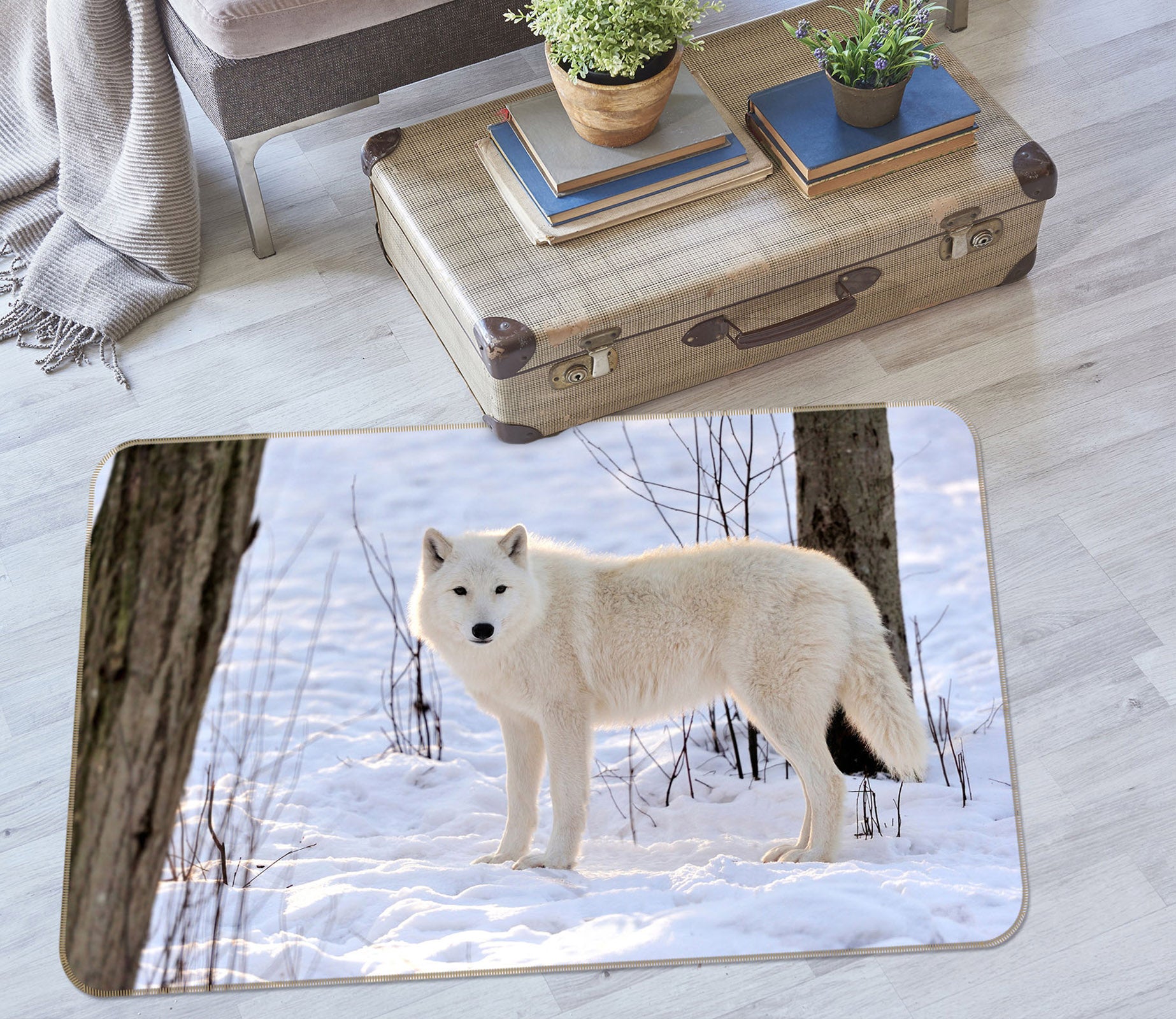 3D Snow White Wolf 38143 Animal Non Slip Rug Mat