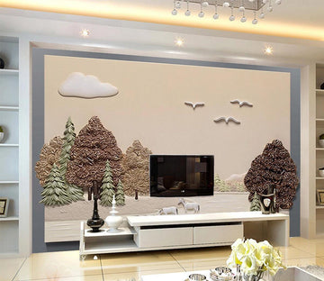 3D Pigeon Tree WC581 Wall Murals