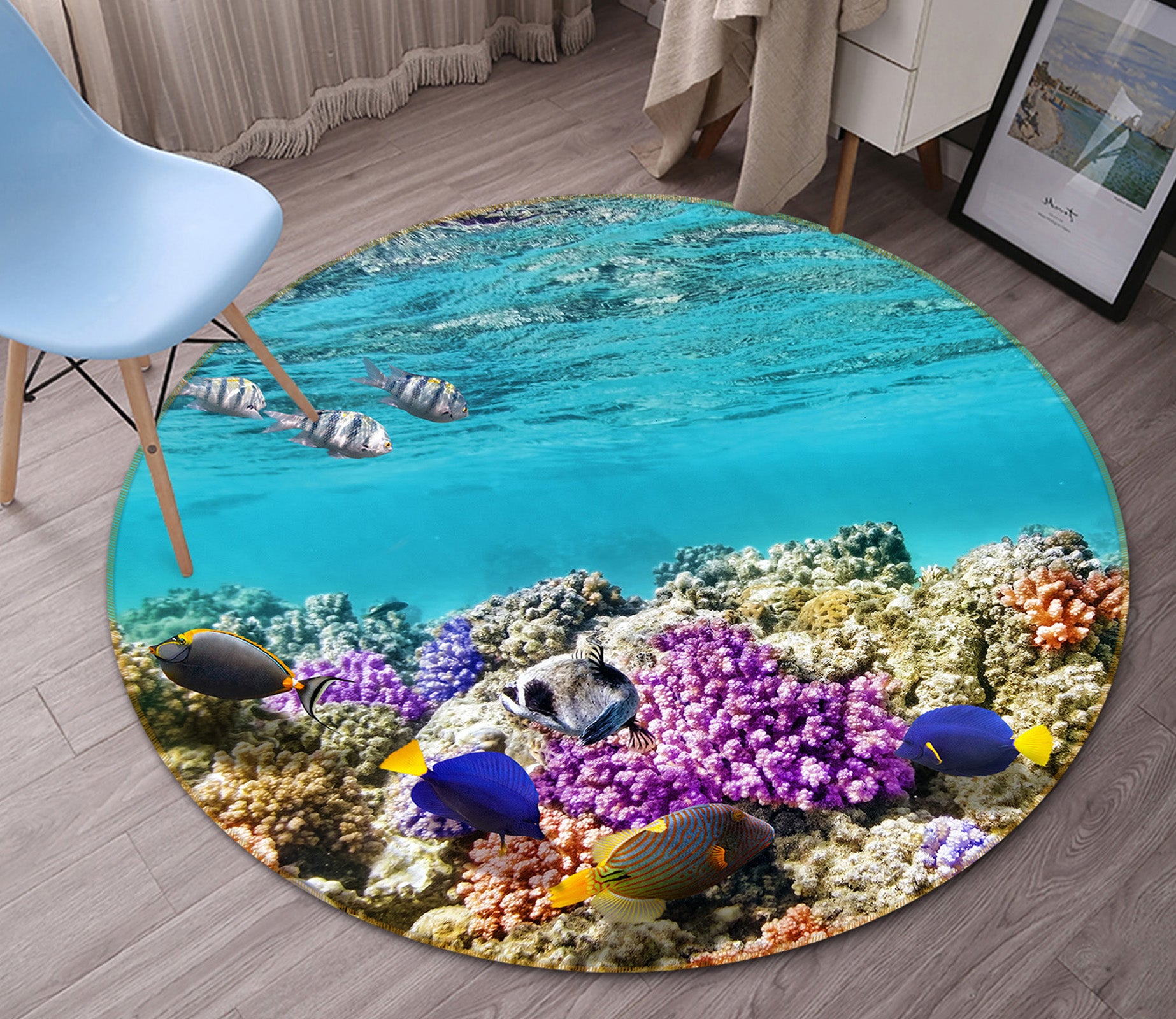 3D Coral 38090 Animal Round Non Slip Rug Mat