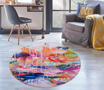 3D Watercolor Style 1402 Misako Chida Rug Round Non Slip Rug Mat