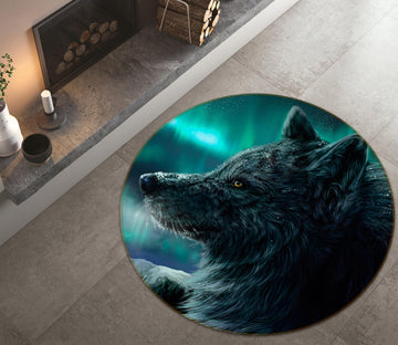 3D Wolf 38054 Animal Round Non Slip Rug Mat