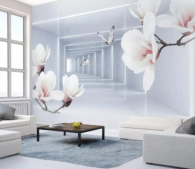 3D White Flowers 991 Wall Murals Wallpaper AJ Wallpaper 2 