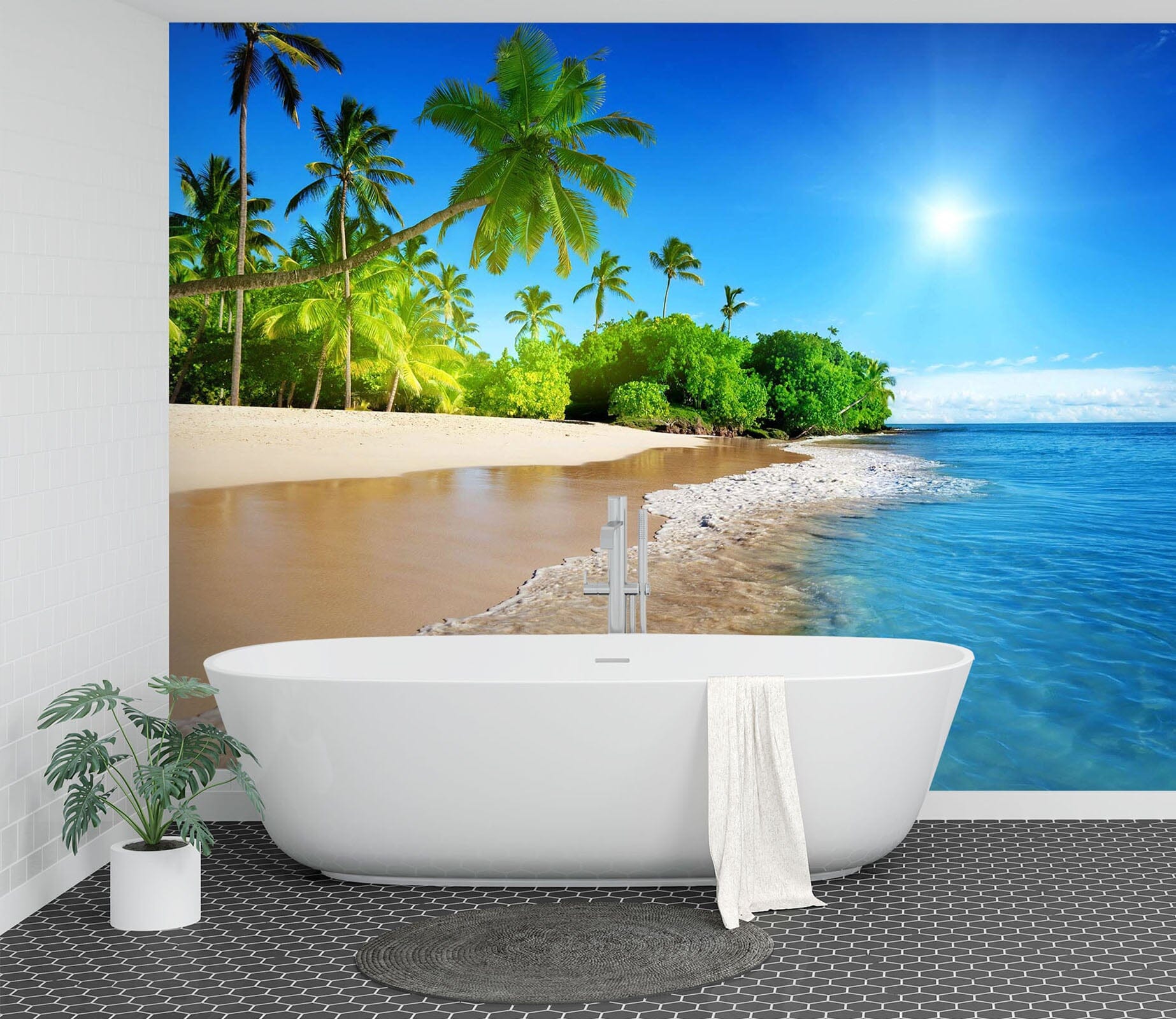 3D Sea Coconut Tree 089 Wall Murals Wallpaper AJ Wallpaper 2 