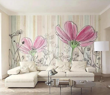 3D Pink Flowers 1047 Wall Murals Wallpaper AJ Wallpaper 2 