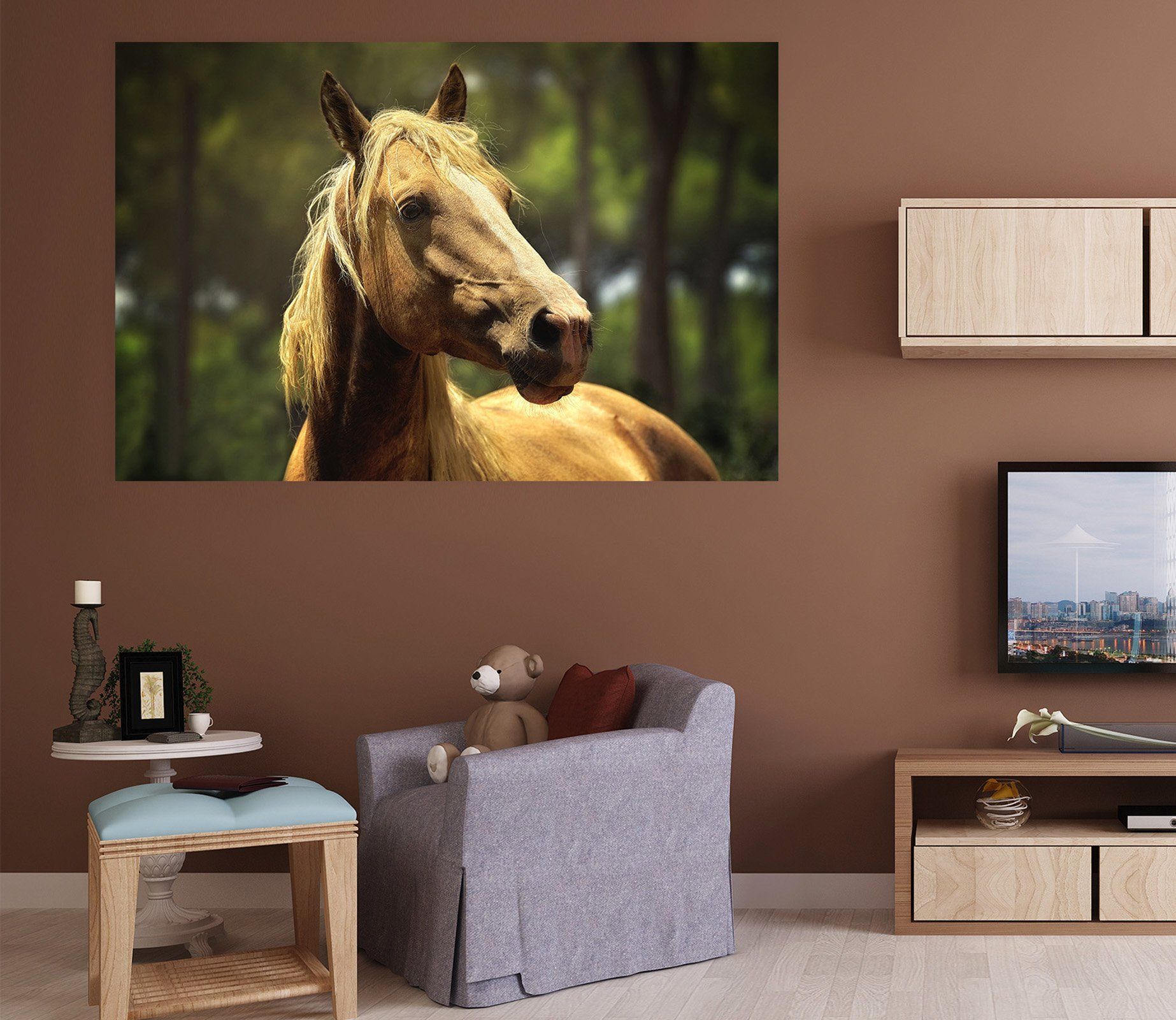 3D Wood Horse Head 69 Animal Wall Stickers Wallpaper AJ Wallpaper 2 