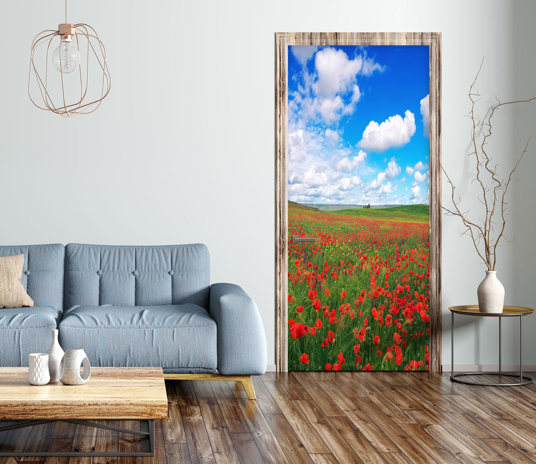 3D Flower Bush Sky 23145 Door Mural