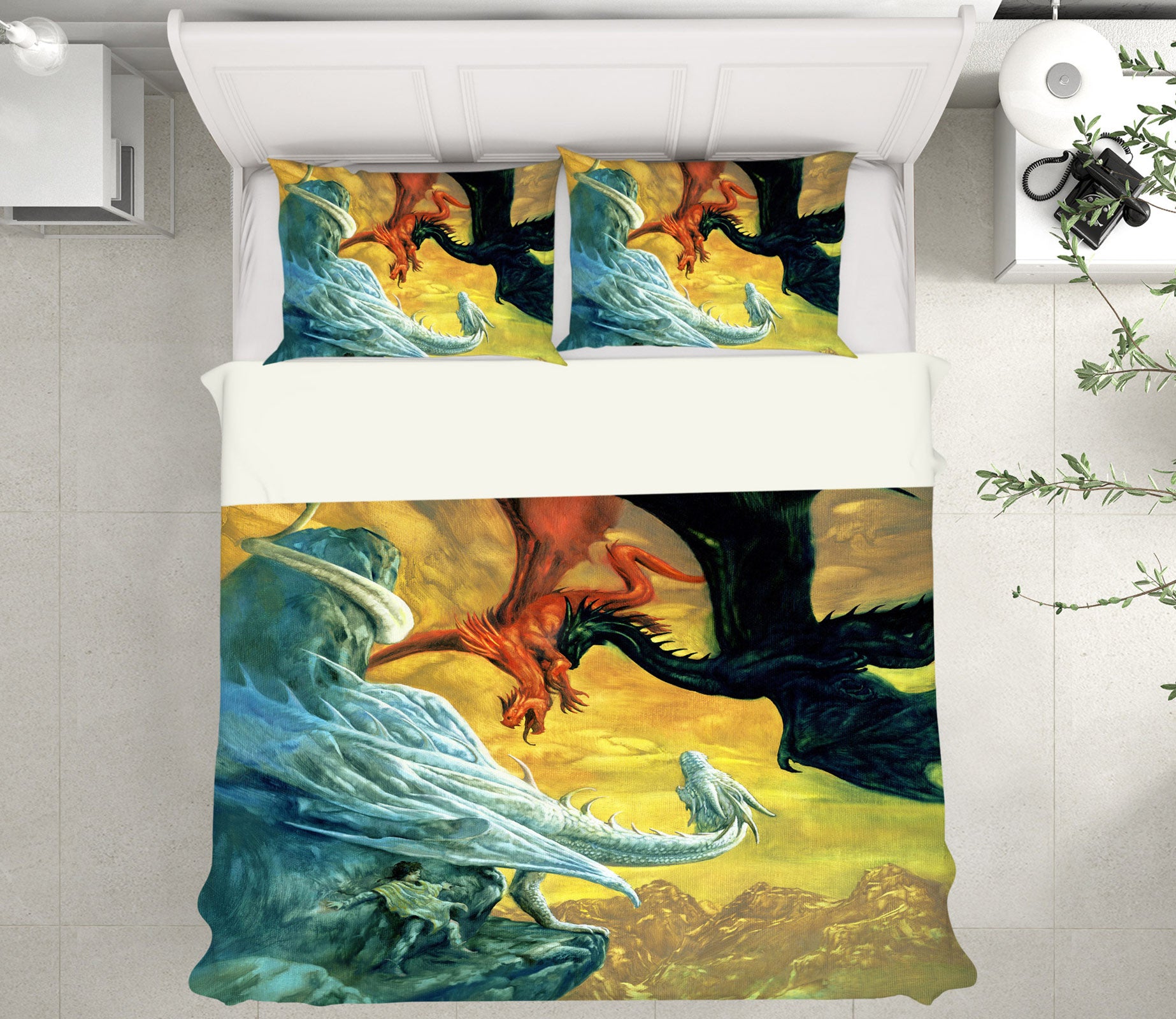 3D Black Red White Dragon 6228 Ciruelo Bedding Bed Pillowcases Quilt