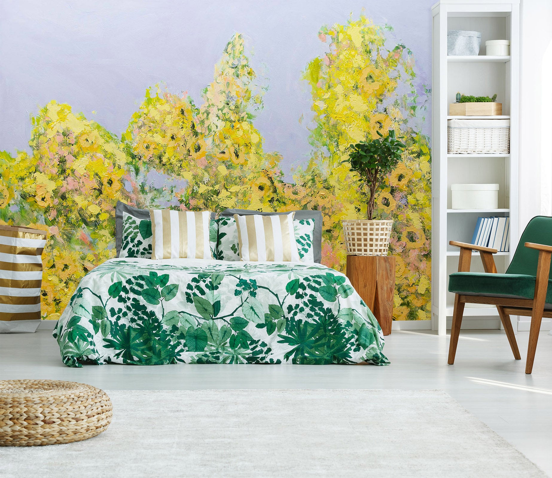 3D Yellow Flowers 242 Allan P. Friedlander Wall Mural Wall Murals