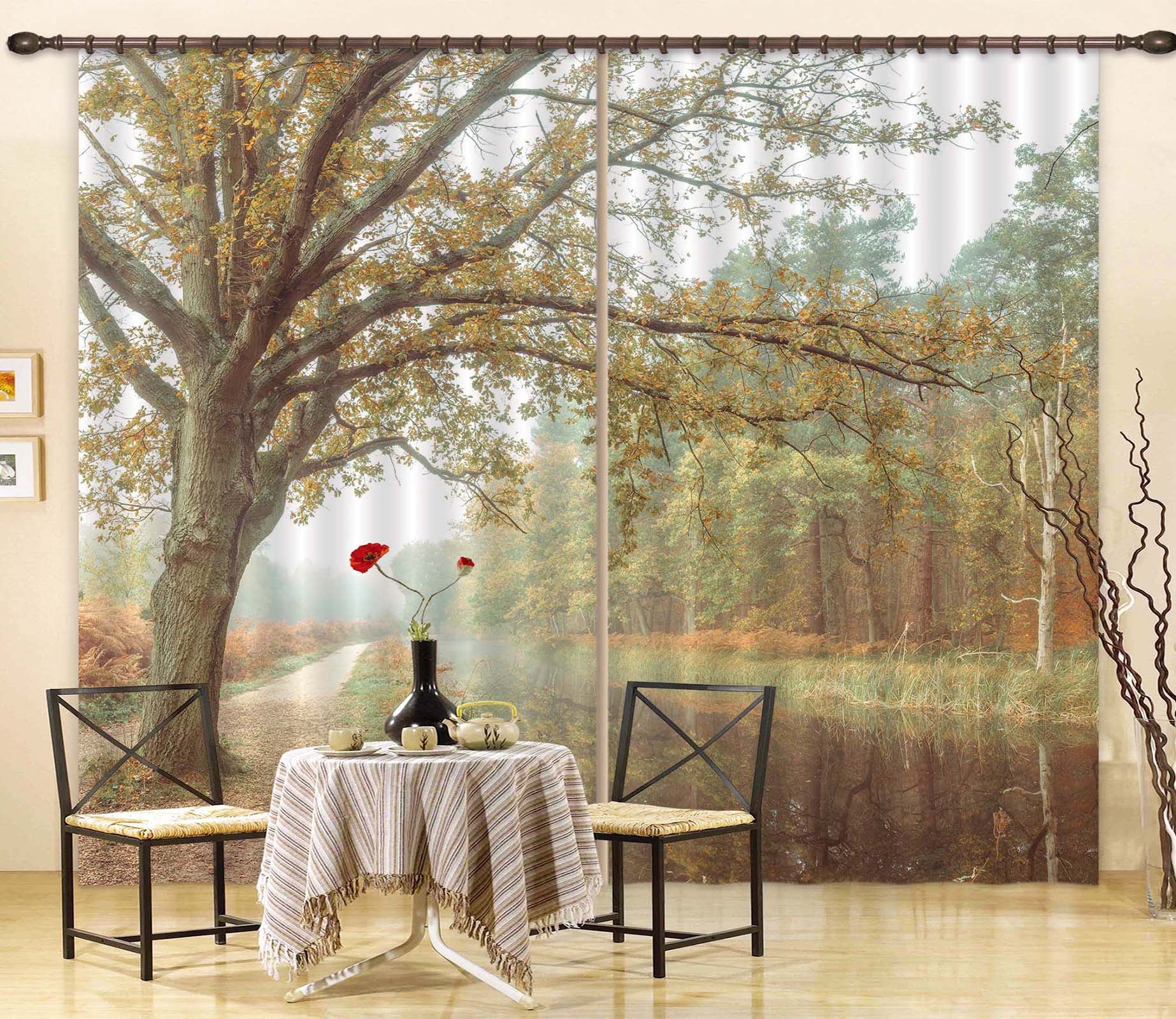 3D Forest Path 6353 Assaf Frank Curtain Curtains Drapes