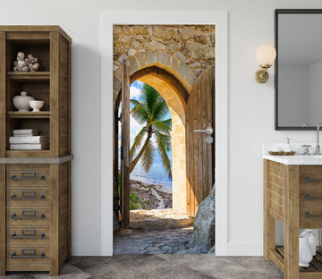 3D Coconut Tree 22088 Door Mural