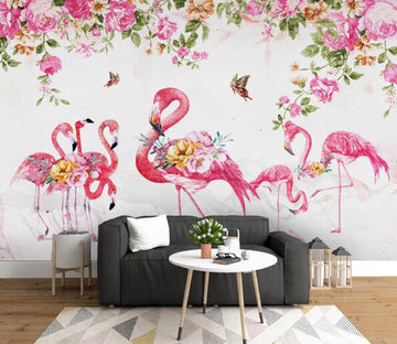 3D Flamingo Rose WC1755 Wall Murals