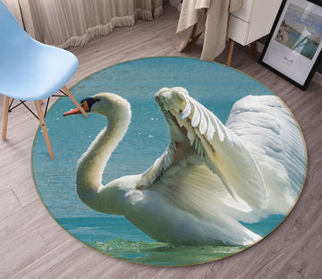 3D Swan 82050 Animal Round Non Slip Rug Mat