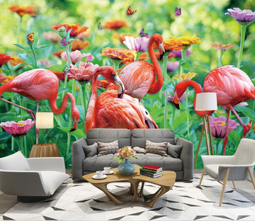 3D Butterfly Flamingo WC1565 Wall Murals