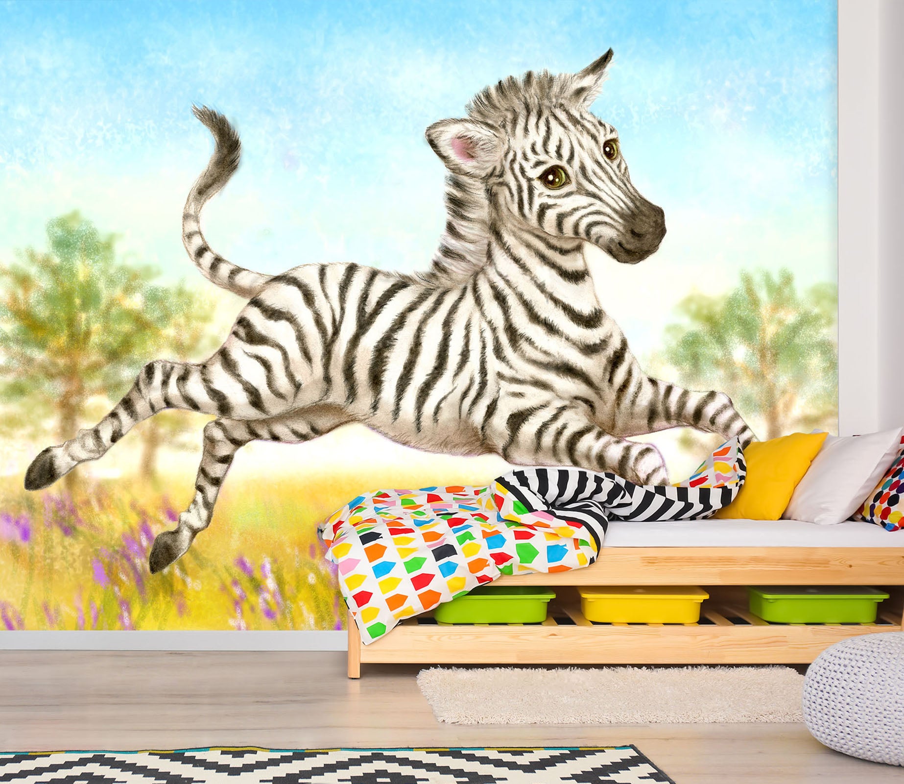 3D Cartoon Zebra 5462 Kayomi Harai Wall Mural Wall Murals